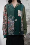 AVIVA JIFEI XUE Retro Kimono Patch Long Sleeve Shirt CO-KPLS-GRN (7) PAJX2